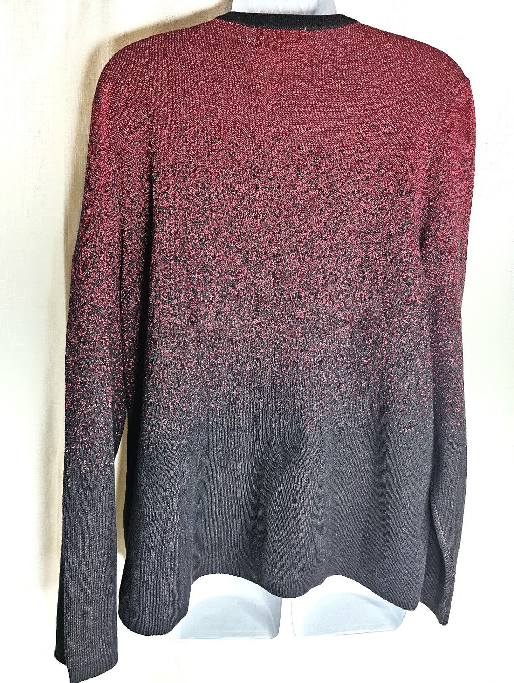 Kim Rogers XL Red to Black Ombre 2Pc Cardigan Sweater - Picture 3 of 5